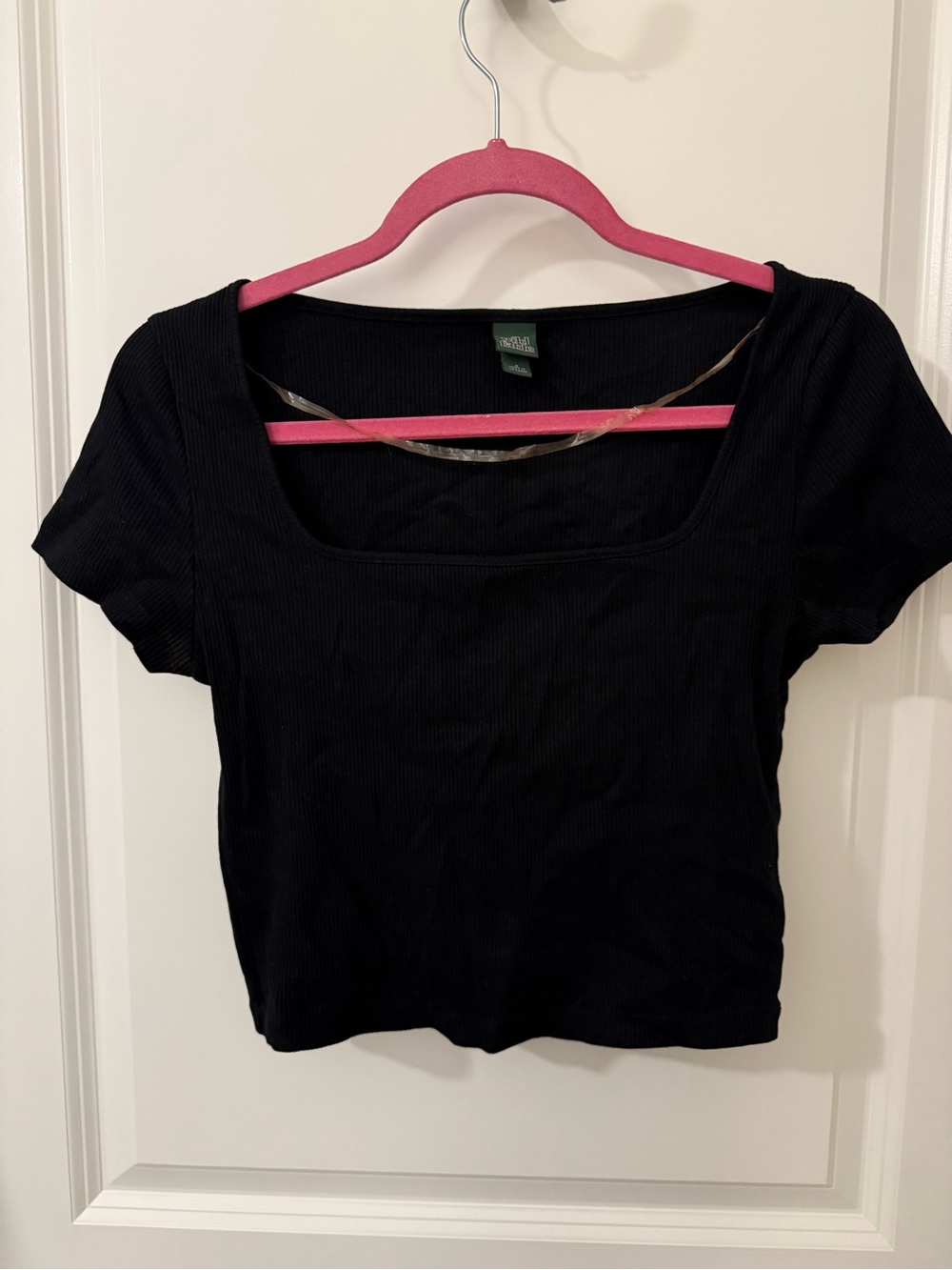 🍁 wild fable Black Square Neck Ribbed Crop Top